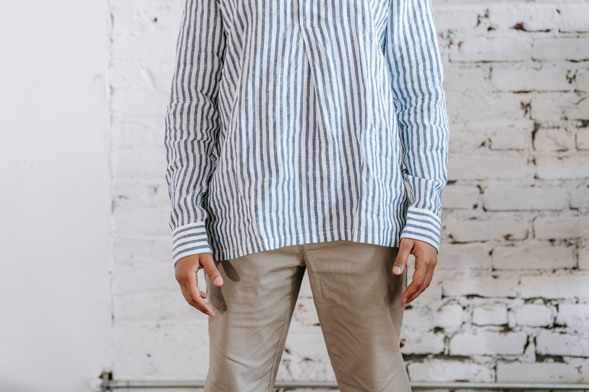 Linen blend shirt with tapered trousers and loafers